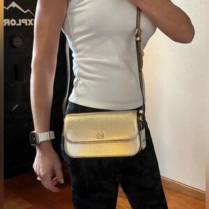 Michael Kors Jet Set Travel Small Metallic Leather Crossbody